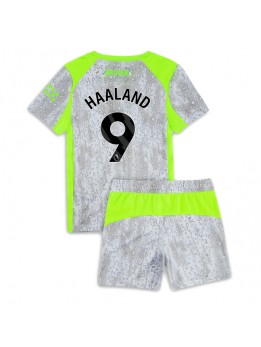 Billige Manchester City Erling Haaland #9 Tredjedraktsett Barn 2025-26 Kortermet (+ Korte bukser)